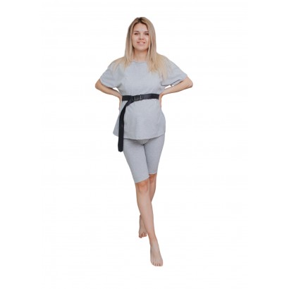 Комплект велосипедки і футболка для вагітних oversize з секретом для годування Сірий